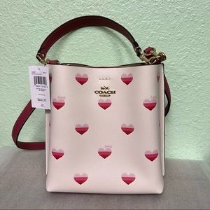 NWT Coach Mollie Bucket Bag 22 With Stripe Heart Print CA249 $450